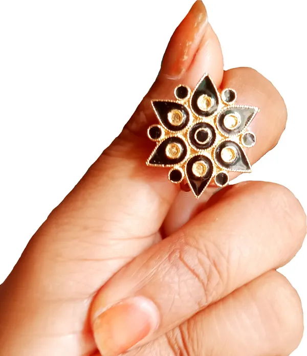 Assamese_Traditional_Copper_Gold_Plated_Black_Colour_Ring_For_Girls_&_Women